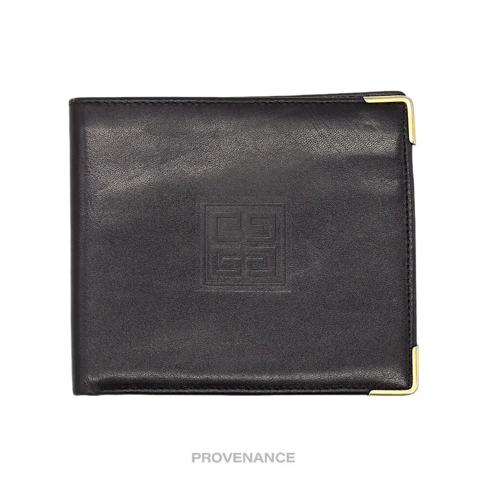 🔴 Givenchy 4CC Logo Bifold Wallet - Black Leather